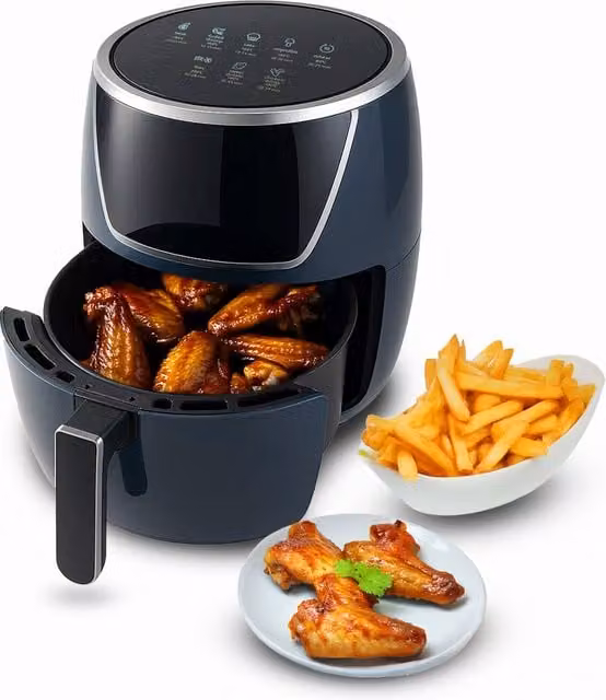 Friggitrice ad aria DCG da 5 l con display digitale LED e timer, colore blu