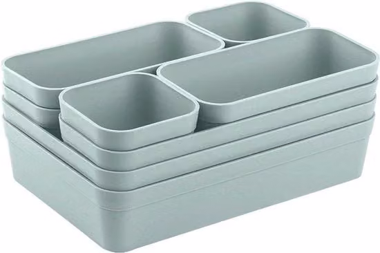 Set da 8 divisori organizzatori in plastica per ante scorrevoli, ideali per soggiorno e bagno, disponibili nei colori verde e blu