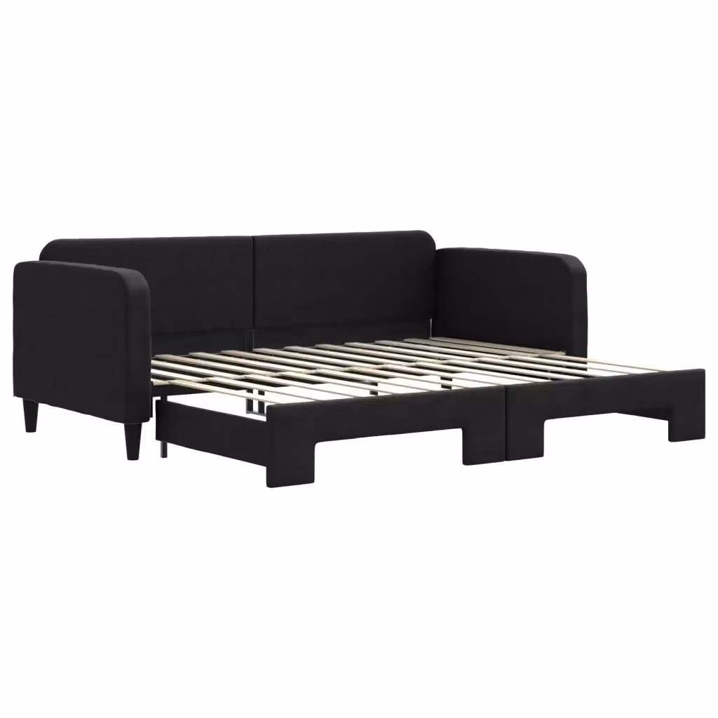 Divano Letto con Letto Estraibile vidaXL in Tessuto Nero L/P/H: 223 x 75 x 90 cm – 2