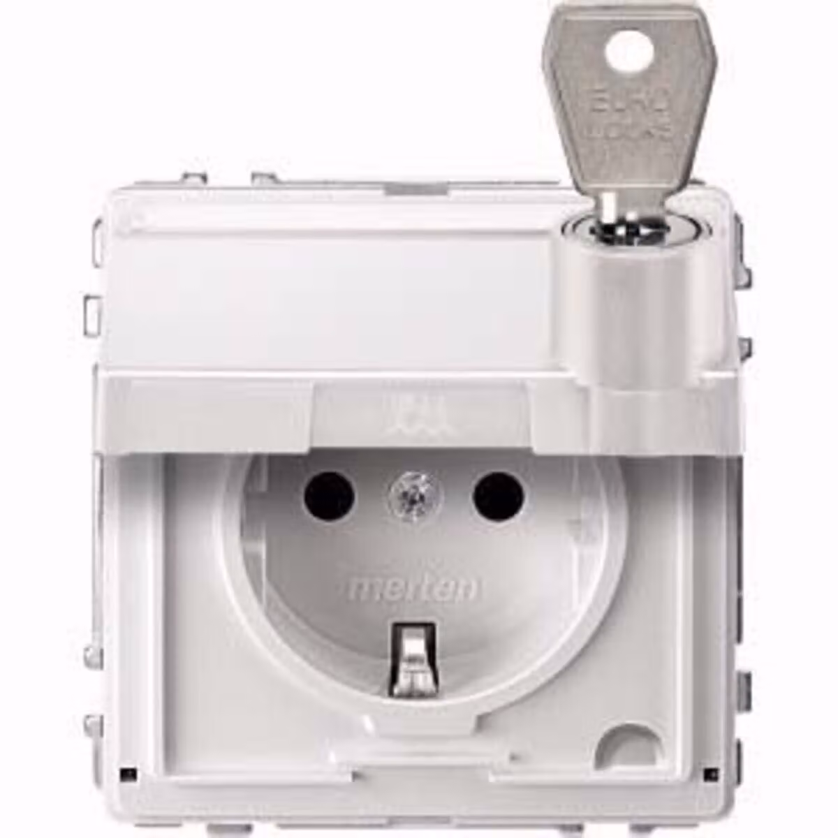 Prese SCHUKO ribaltabili con copertura protettiva e 10 interruttori a levetta BRS, StK, AQUADES con polarizzazione.