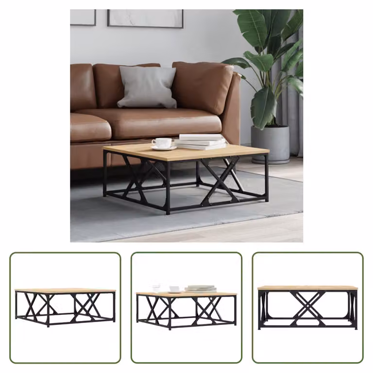 The Living Store tavolino in rovere Sonoma 70x70x30 cm materiale a base di legno