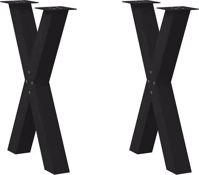 Set di 2 gambe per tavolo da pranzo a forma di X in acciaio nero opaco, H: 72 cm, L: 50 cm – 1
