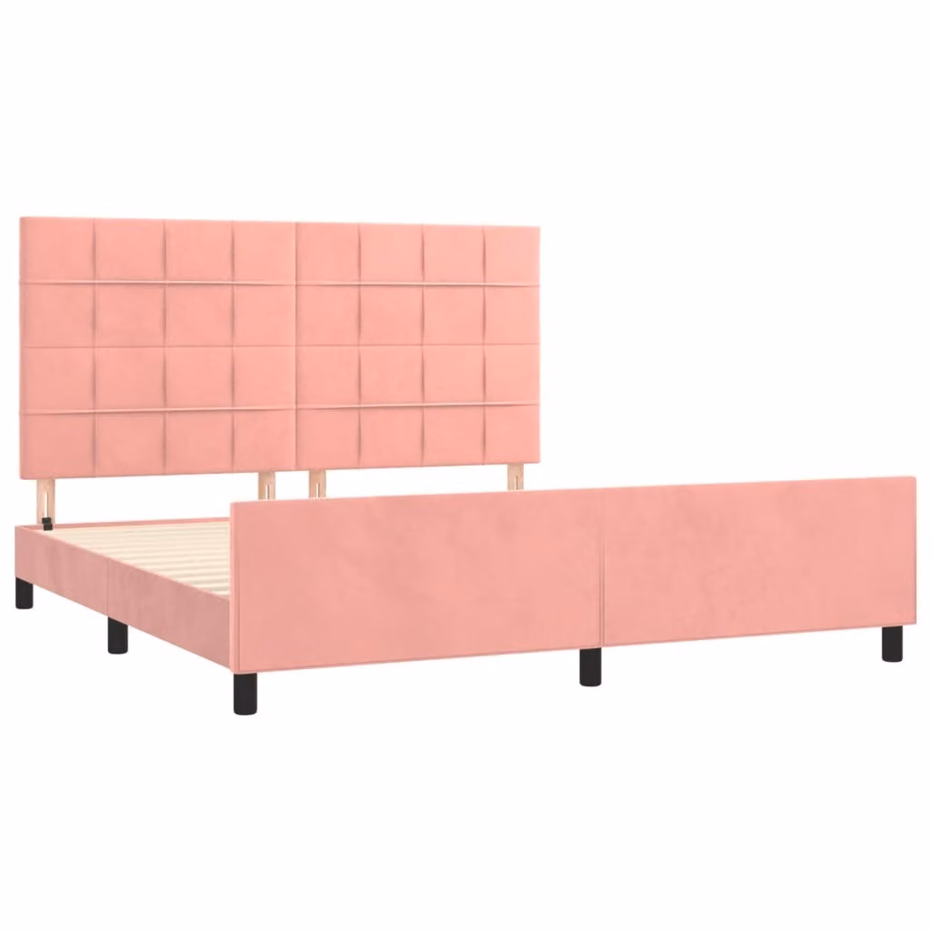 Giroletto con Testiera Rosa 180x200 cm in Velluto