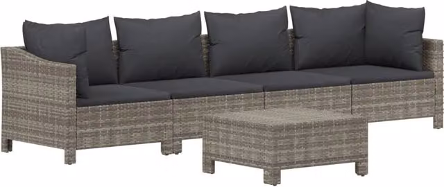 Set da giardino Outsunny a 5 pezzi in resina grigia con cuscini imbottiti e struttura in metallo