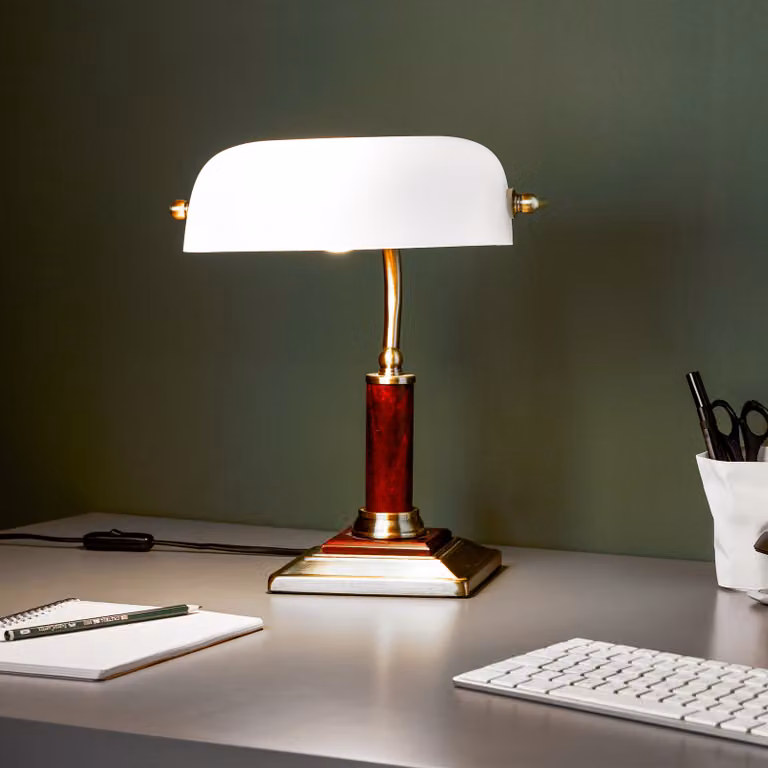 lampada da tavolo in ottone anticato Bankir, 92679/31 Brilliant