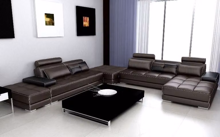 Ledersofa Couch Wohnlandschaft Ecksofa Eck Garnitur Design Modern Sofa A1146