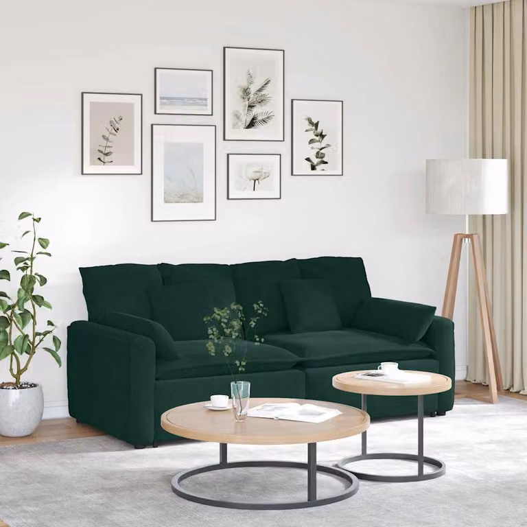 vidaXL Divano Modulare in Velluto Verde con Cuscini e Struttura in Metallo e Legno per Soggiorno