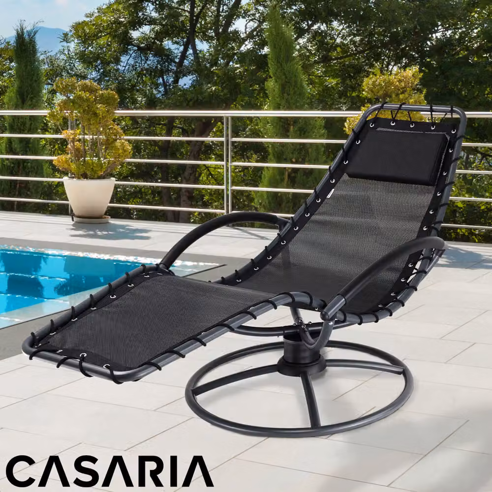 Lettino relax a dondolo Eve Casaria colore antracite con struttura in acciaio e tessuto textilene resistente ai raggi UV – 2