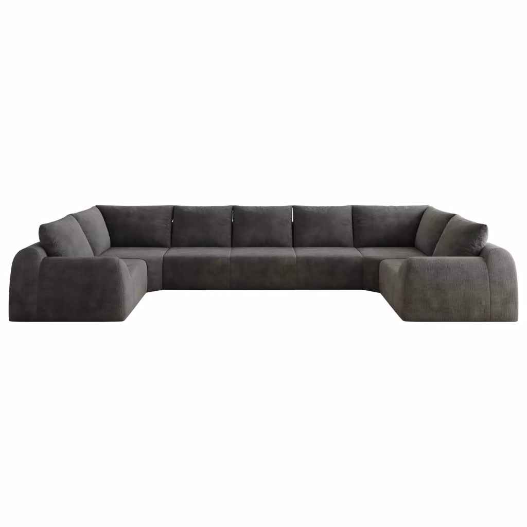 Divano a forma di U Minimal grigio antracite imbottito in tessuto – 2