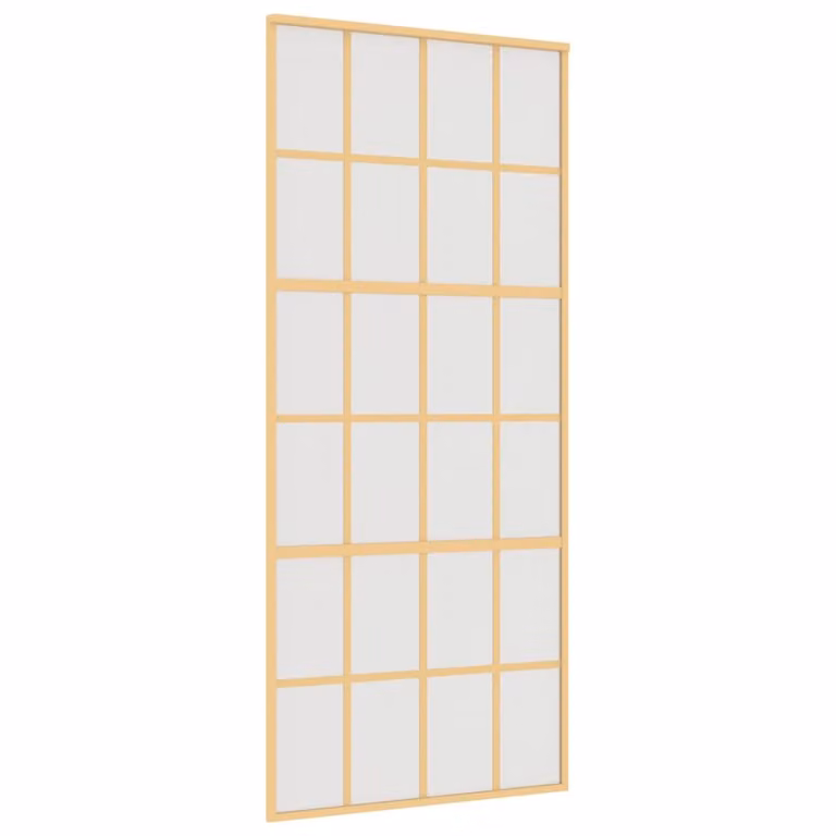 Porta Scorrevole Dorata 90x205 Vetro Smerigliato ESG Alluminio
