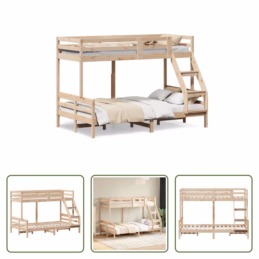 The Living Store Letto a castello 80x200/120x200 cm Legno massiccio di pino