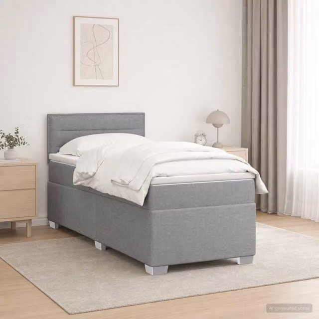 Letto box spring con materasso ibrido vidaXL Grigio Chiaro e Bianco L/P/H: 200 x 80 x 100,5 cm