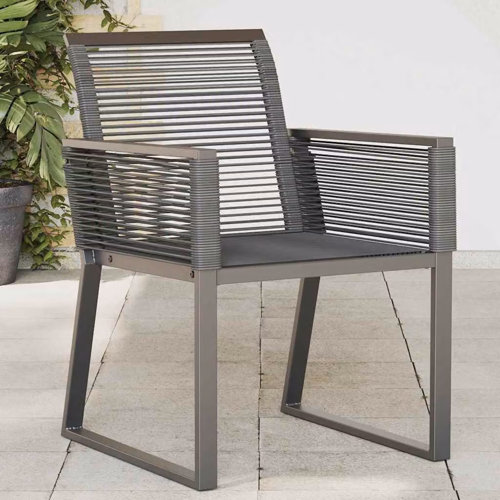 Set di 4 sedie da giardino vidaXL in polyrattan nero con braccioli e struttura in metallo