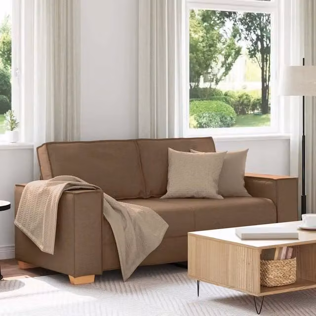 Divano a 2 posti moderno vidaXL in tessuto marrone con cuscini inclusi L: 180 cm, P: 78 cm, H: 84 cm – 1