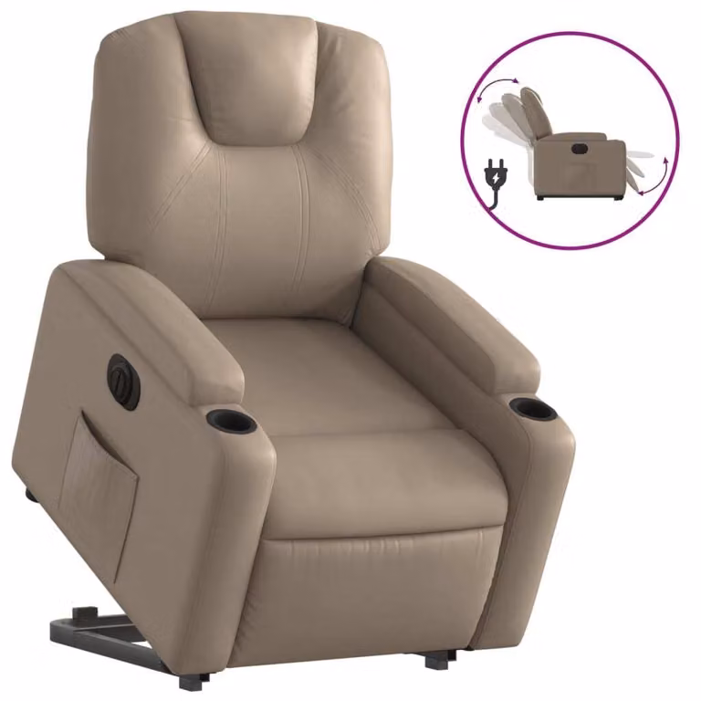 Poltrona Alzapersona Reclinante Elettrica Cappuccino Pelle finta