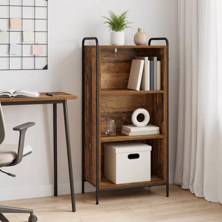 Armadio per Libri Moderno vidaXL in Legno e Metallo, Marrone, L 55,5 cm x P 33 cm x H 174 cm