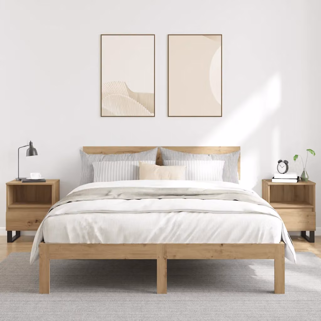 Set di 2 comodini sospesi vidaXL in legno rovere marrone opaco L 40 cm x P 35 cm x H 50 cm