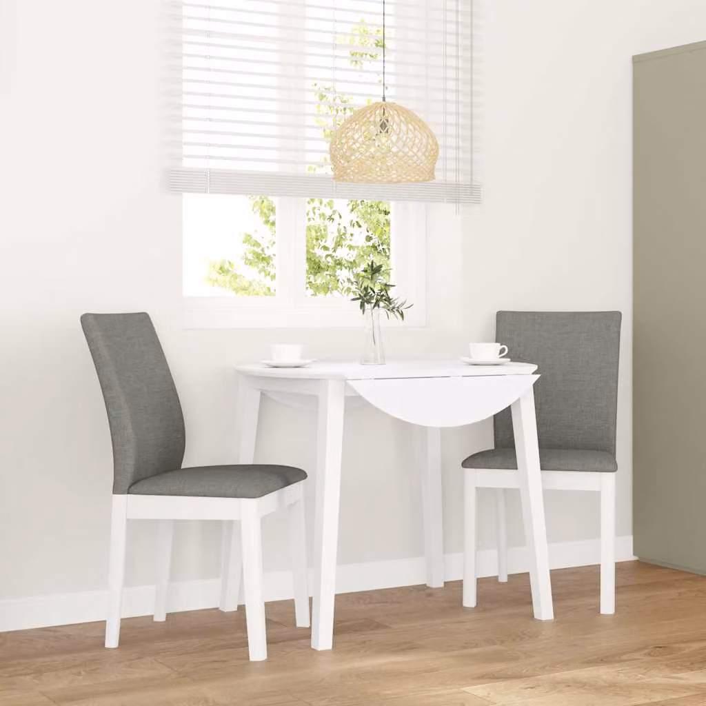 Set di 2 sedie da pranzo vidaXL con cuscini in legno di Hevea bianco e grigio