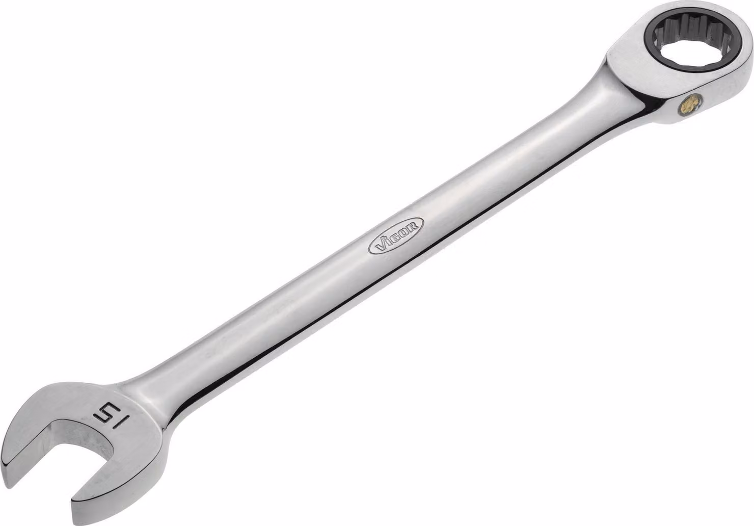 Chiave a cricchetto ad anello VIGOR, lunga, V1026, esagono doppio esterno SW 15 mm