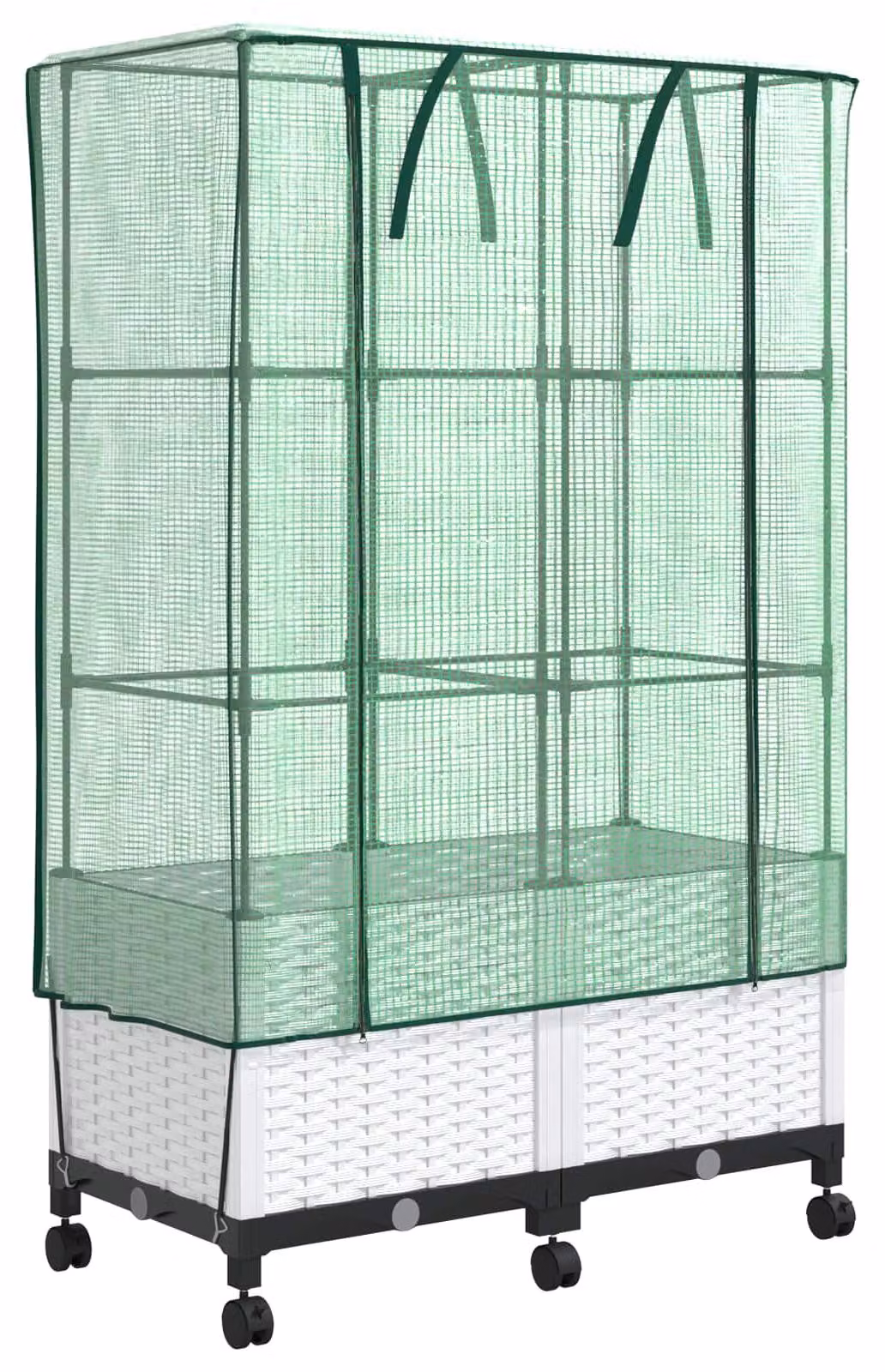 Vaso da fiori da giardino con coperchio, adatto per serre e orti, confezione da 2 pezzi, colore bianco, materiale: PP