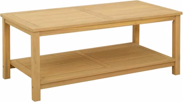 Tavolino rettangolare in legno di acacia color marrone con finitura oliata L/P/H: 110 x 55 x 45 cm – 1