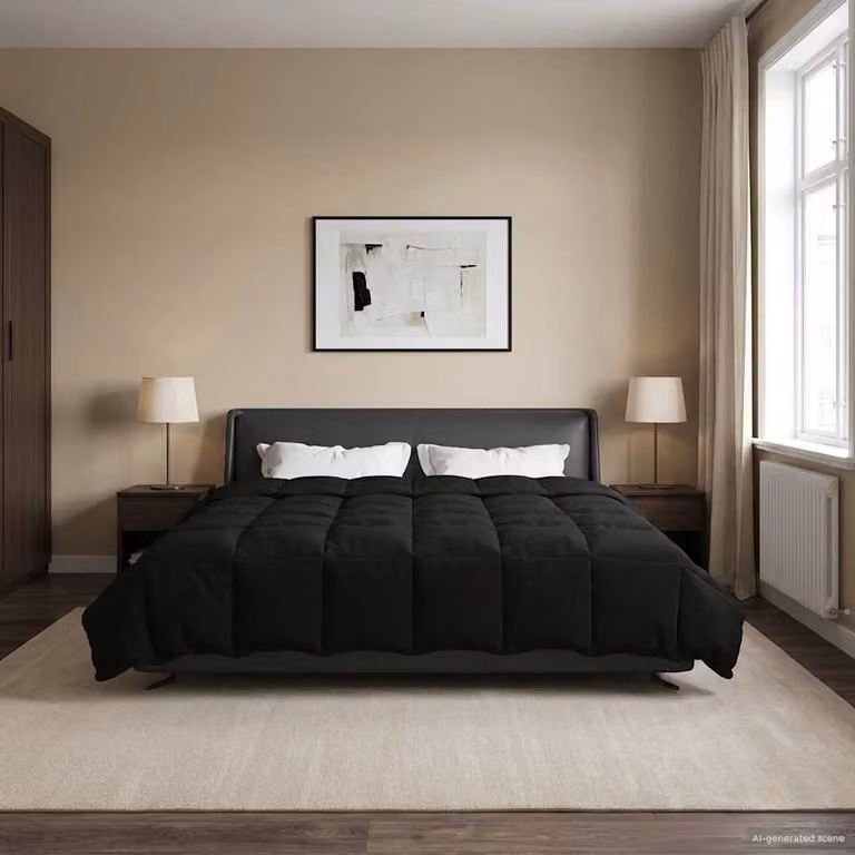 vidaXL Piumone Invernale in Microfibra Traspirabile e Reversibile, Nero, L/P: 240 x 260 cm