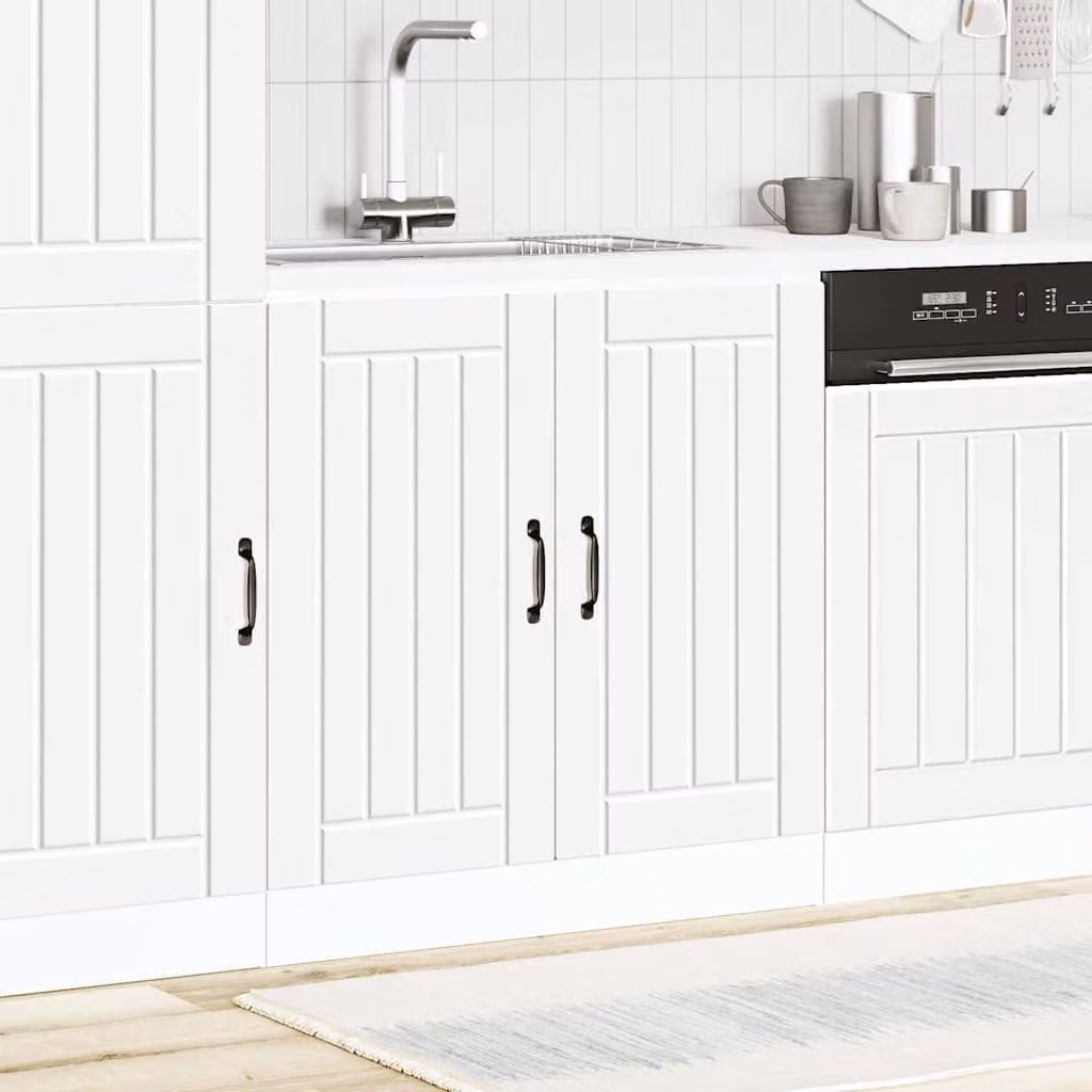 Base lavello mobile vidaXL Lucca bianco in legno multistrato e MDF con ante a battente per cucina moderna L: 81,5 cm, P: 46,0 cm, H: 80,0 cm