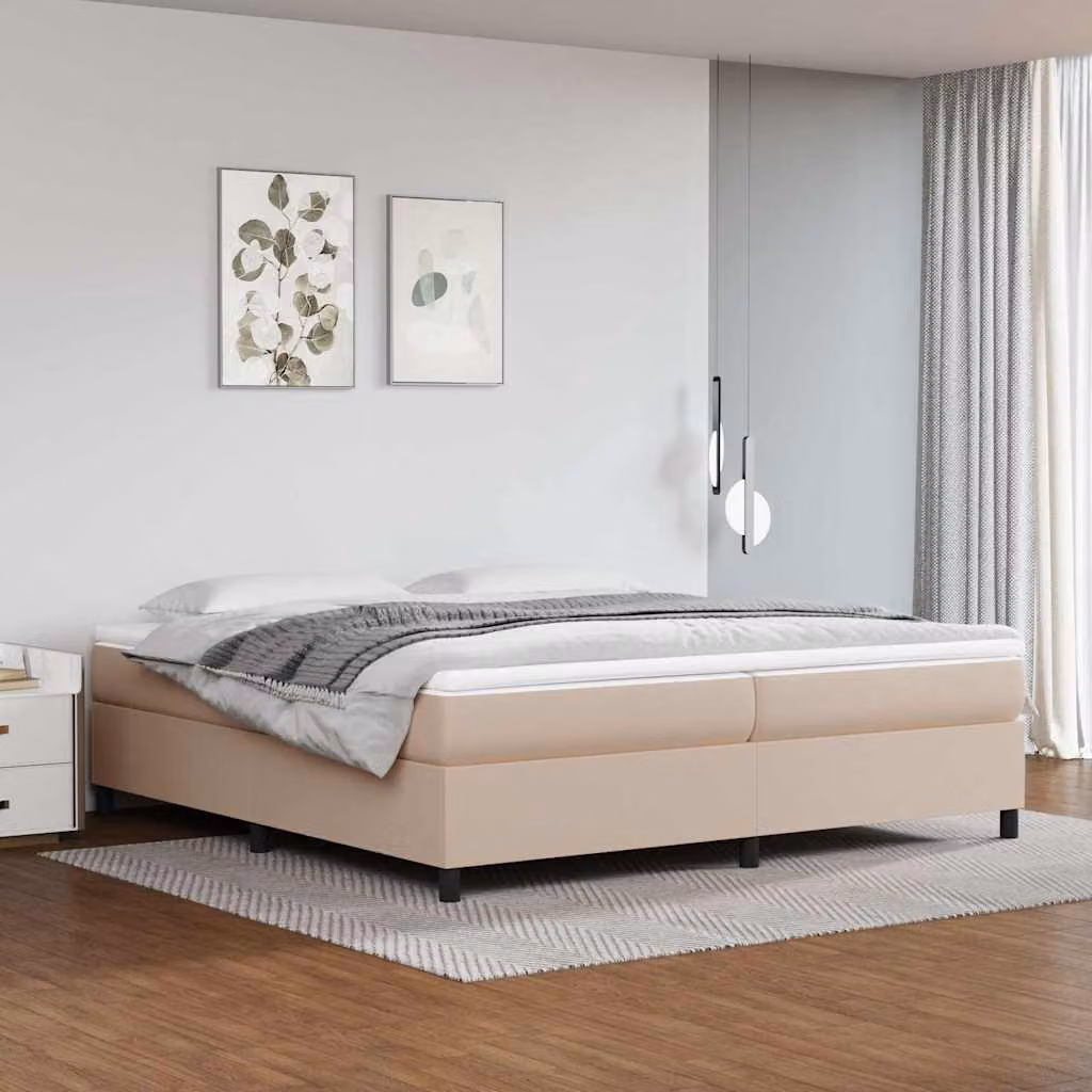 vidaXL Struttura Letto a Rete a Molle Imbottita in Similpelle Colore Cappuccino L 200 cm x P 200 cm