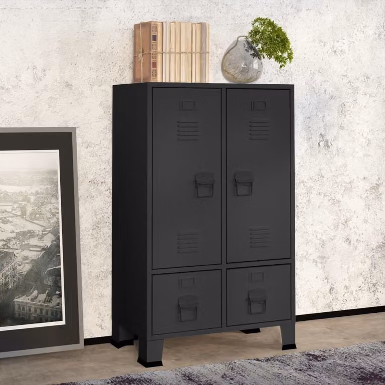 The Living Store Armadio stile industriale antracite 67x35x107 cm in acciaio