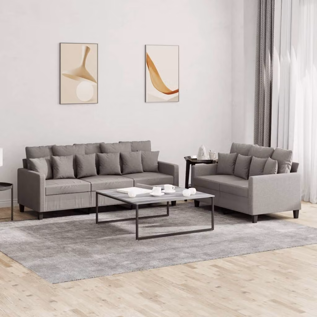 Maison Exclusive - Set divano a 2 posti con cuscini in tessuto color taupe