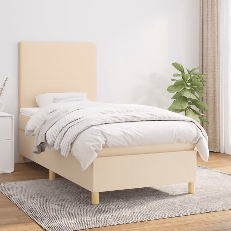 Maison Exclusive - Giroletto a Molle con Materasso Crema 90x200 cm inTessuto