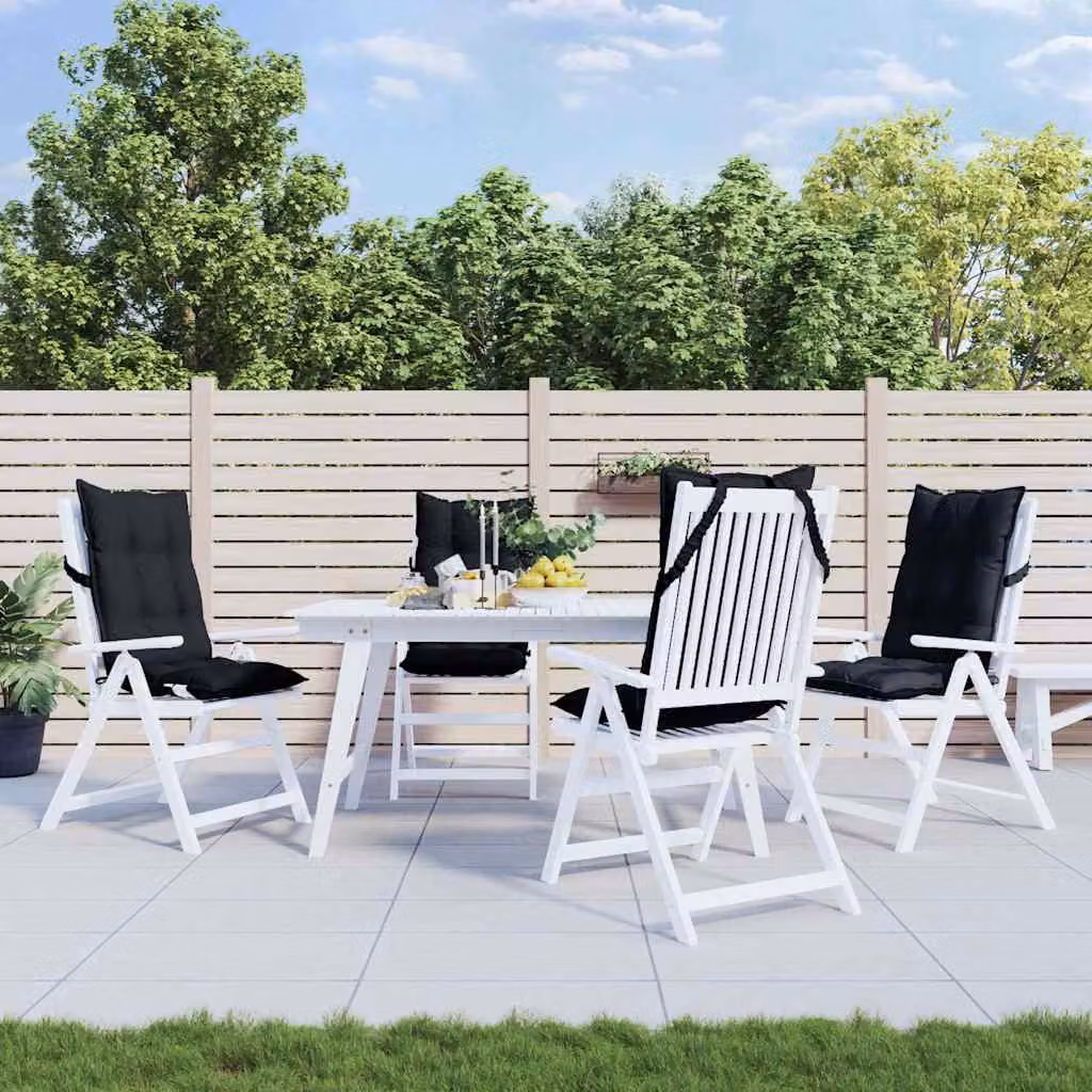 Set di 4 cuscini per sedia con schienale alto vidaXL in tessuto Oxford nero, traspiranti e idrorepellenti