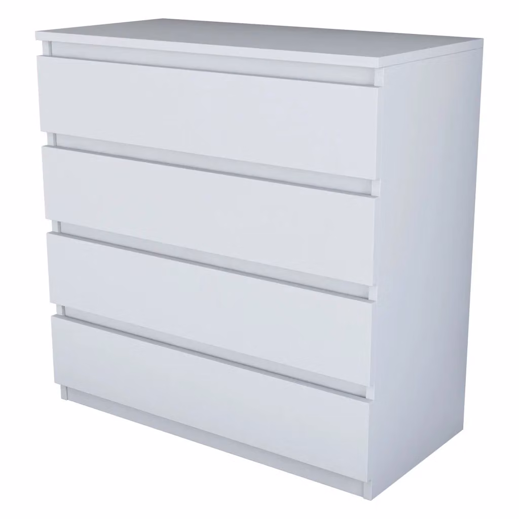 Cassettiera Gorle DMORA con 4 cassetti in legno bianco opaco L: 80 cm, P: 47 cm, H: 98 cm – 2