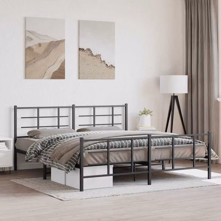 vidaXL Giroletto con Testiera e Pediera in Metallo Nero L: 187 cm, P: 90 cm, H: 219 cm