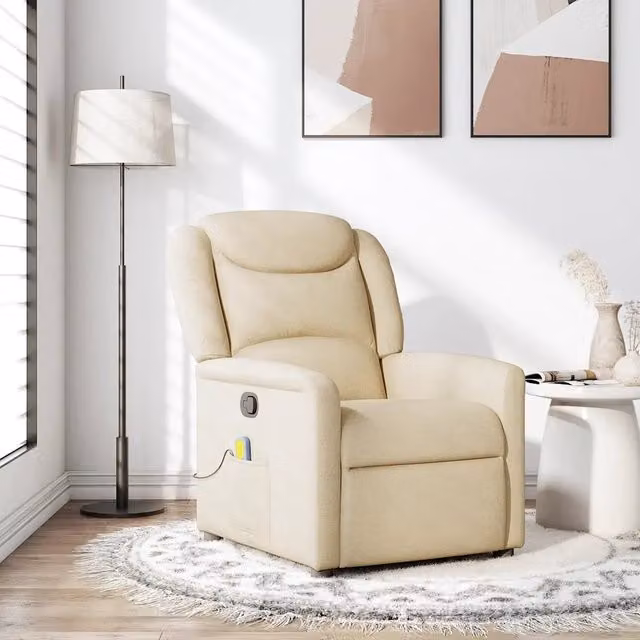 Poltrona Reclinabile Relax vidaXL in Tessuto Beige con Braccioli e Regolazione Manuale
