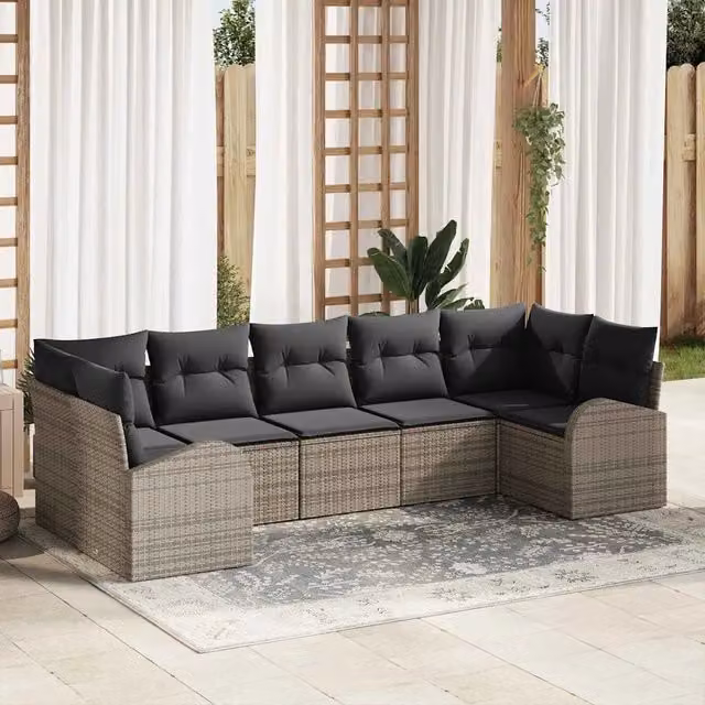 Set Divano da Giardino 7 pz Grigio polyrattan 3354858