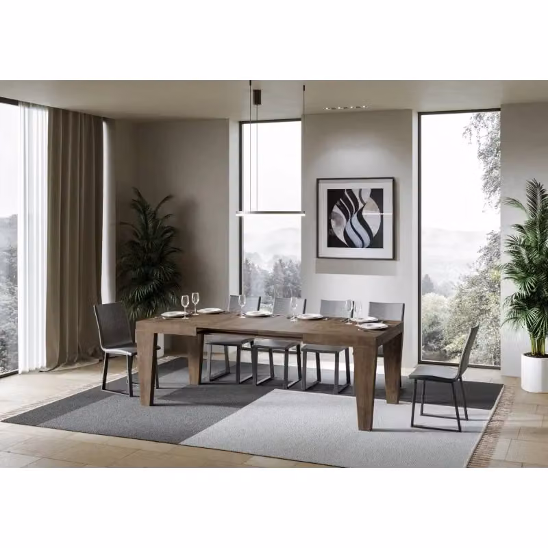 Tavolo allungabile moderno ITAMOBY Spimbo in legno marrone con piano rettangolare L: 120-380 cm, P: 90 cm – 2