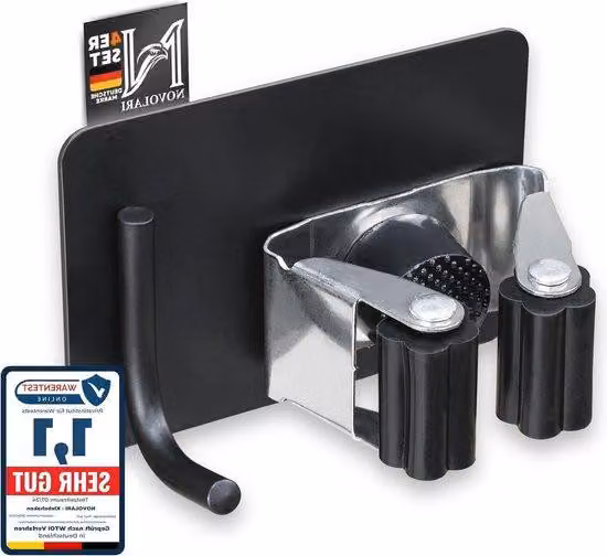 Portautensili in acciaio inossidabile con set di ganci - 4 pezzi - nero - forte tenuta - supporto da parete per utensili in cucina o in garage