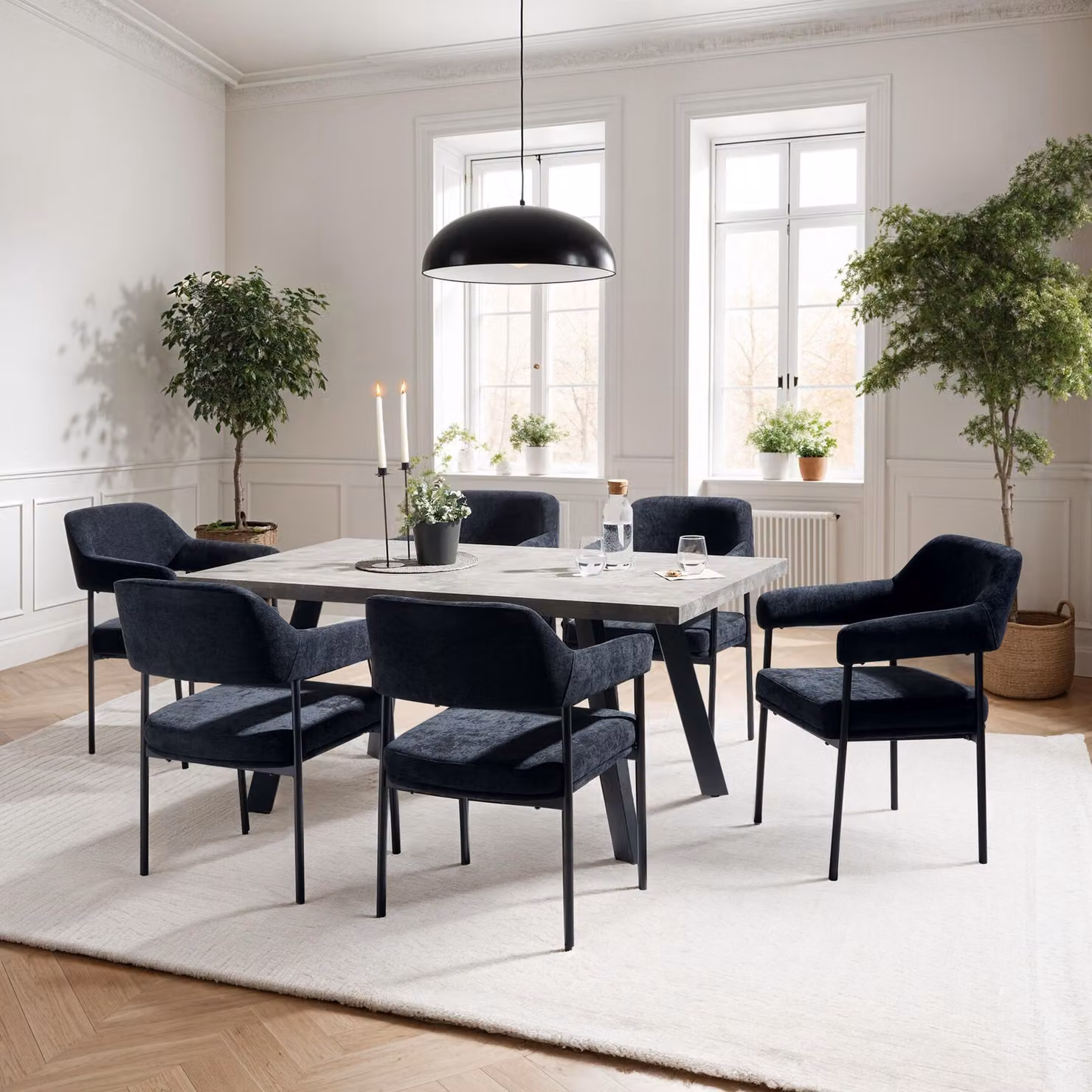 Set di 2 poltrone moderne tectake in tessuto nero con gambe in metallo per soggiorno, ufficio o sala da pranzo – 2
