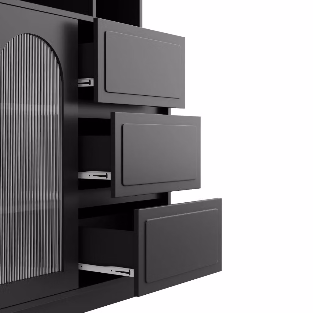 Armadio Dispensa REDOM Nero con Illuminazione LED Integrata in MDF L: 106 cm, P: 30 cm, H: 175 cm – 2