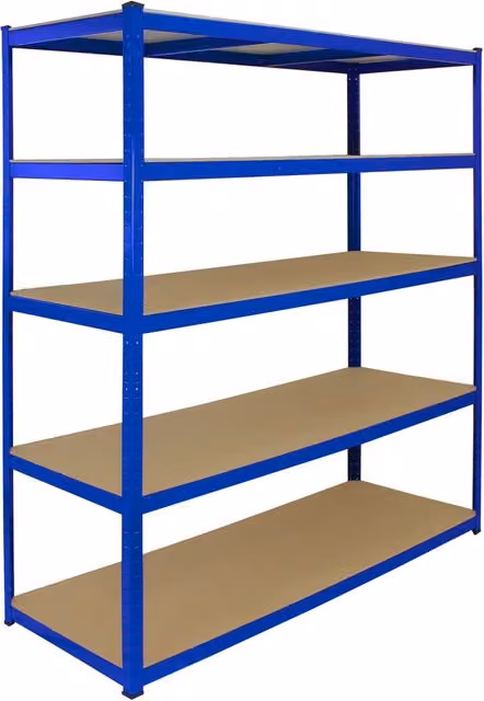 Scaffale in metallo e MDF MONSTER SHOP Blu per Garage e Magazzino L: 160 cm, P: 60 cm, H: 180 cm