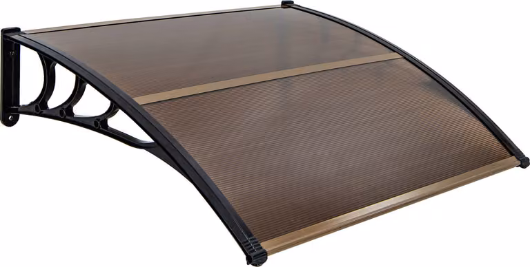 Pensilina COSTWAY per porta d'ingresso 122x99 cm, pensilina in alluminio e policarbonato, pensilina ad arco, pensilina per porta d'ingresso, pensilina per porta