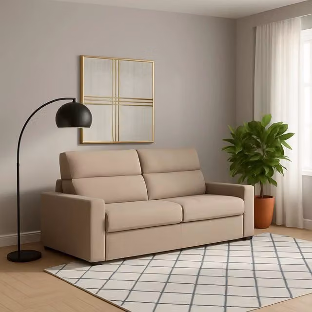 Divano Letino DMORA a 2 posti, modello fisso con rivestimento sfoderabile in tessuto, Made in Italy, Grigio, L: 200 cm, P: 95 cm, H: 100 cm