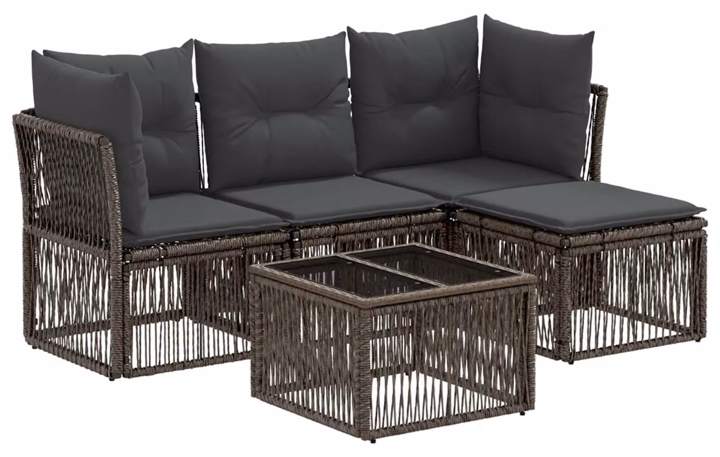 Set Divano da Giardino 5 pcs Grigio polyrattan