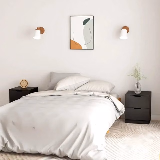 Set di 2 comodini moderni vidaXL in legno nero opaco L/P/H: 40 x 40 x 50 cm