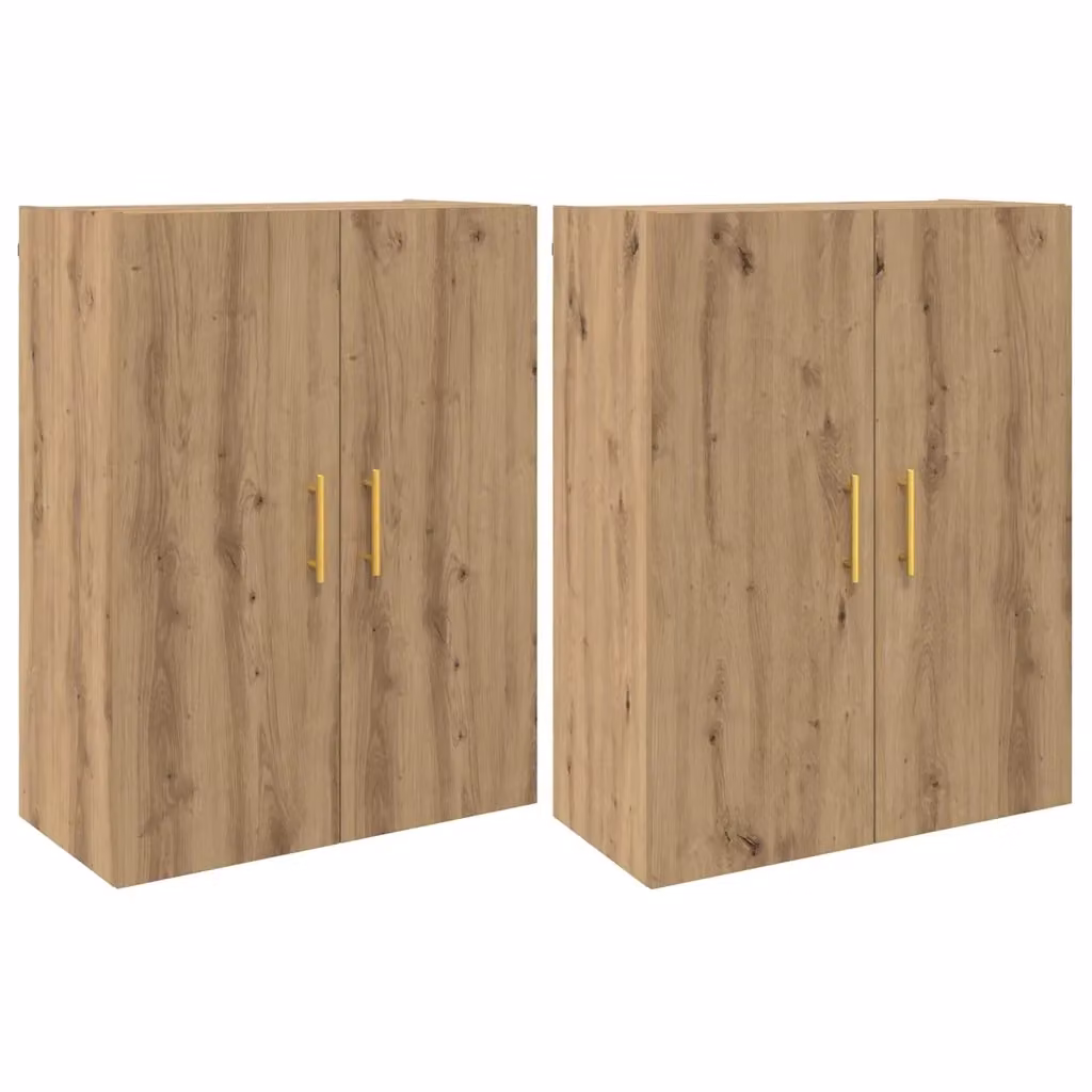 Set di 2 mobiletti a muro moderni vidaXL in legno rovere marrone con ante a battente, L/P/H: 69,5 x 34 x 90 cm – 2