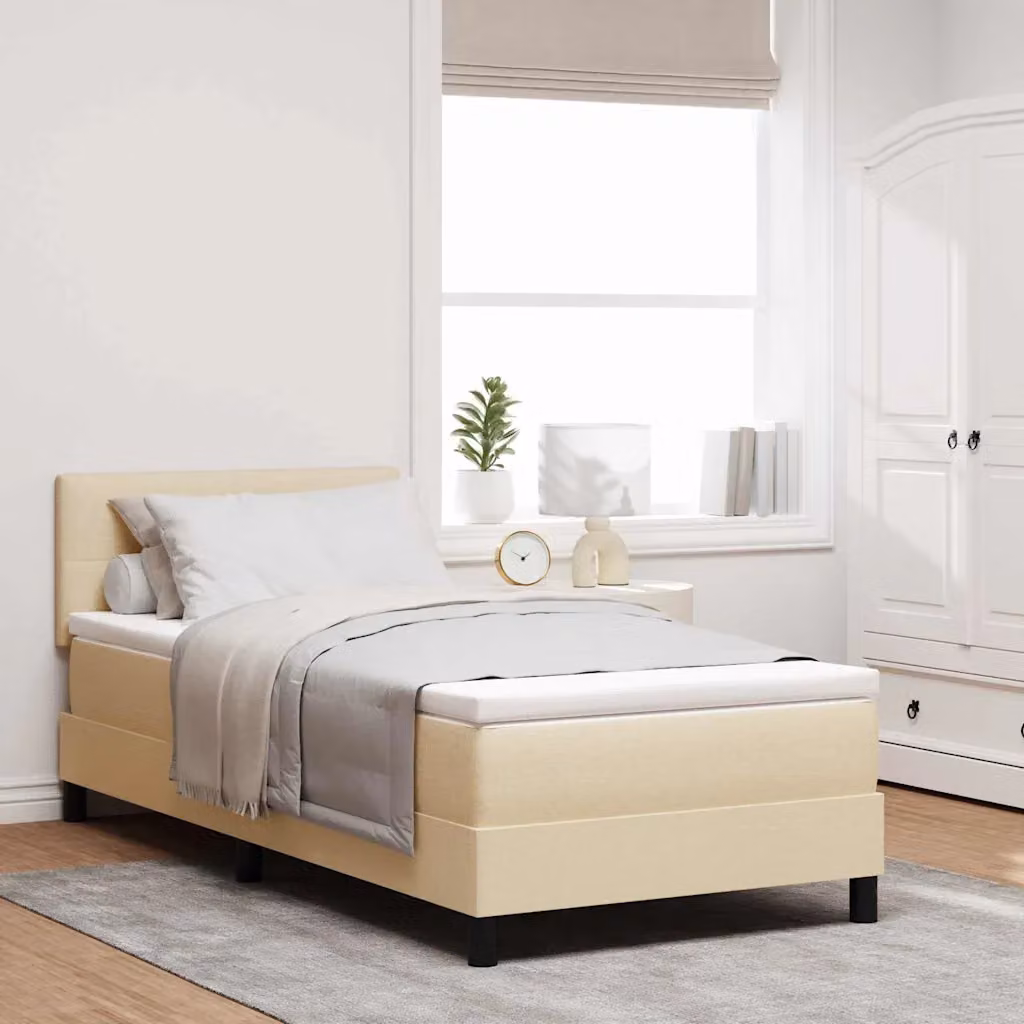 Letto ibrido con testiera vidaXL in tessuto beige, L/P: 90 x 200 cm