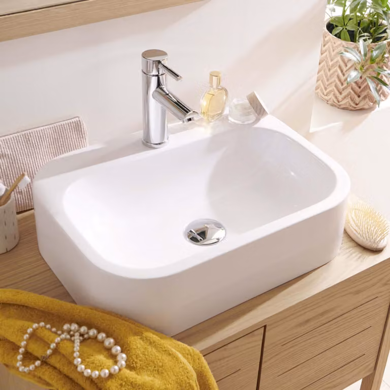 Lavabo da appoggio rettangolare in resina bianca 50x37cm ITO