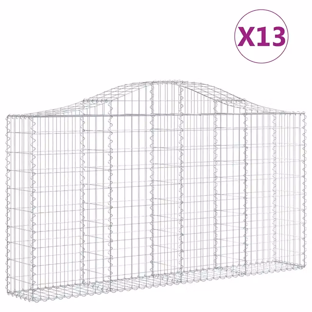 Set di 13 Cesti Gabbioni ad Arco Videx in Acciaio Zincato Argento L: 200 cm, P: 30 cm, H: 100/120 cm – 2