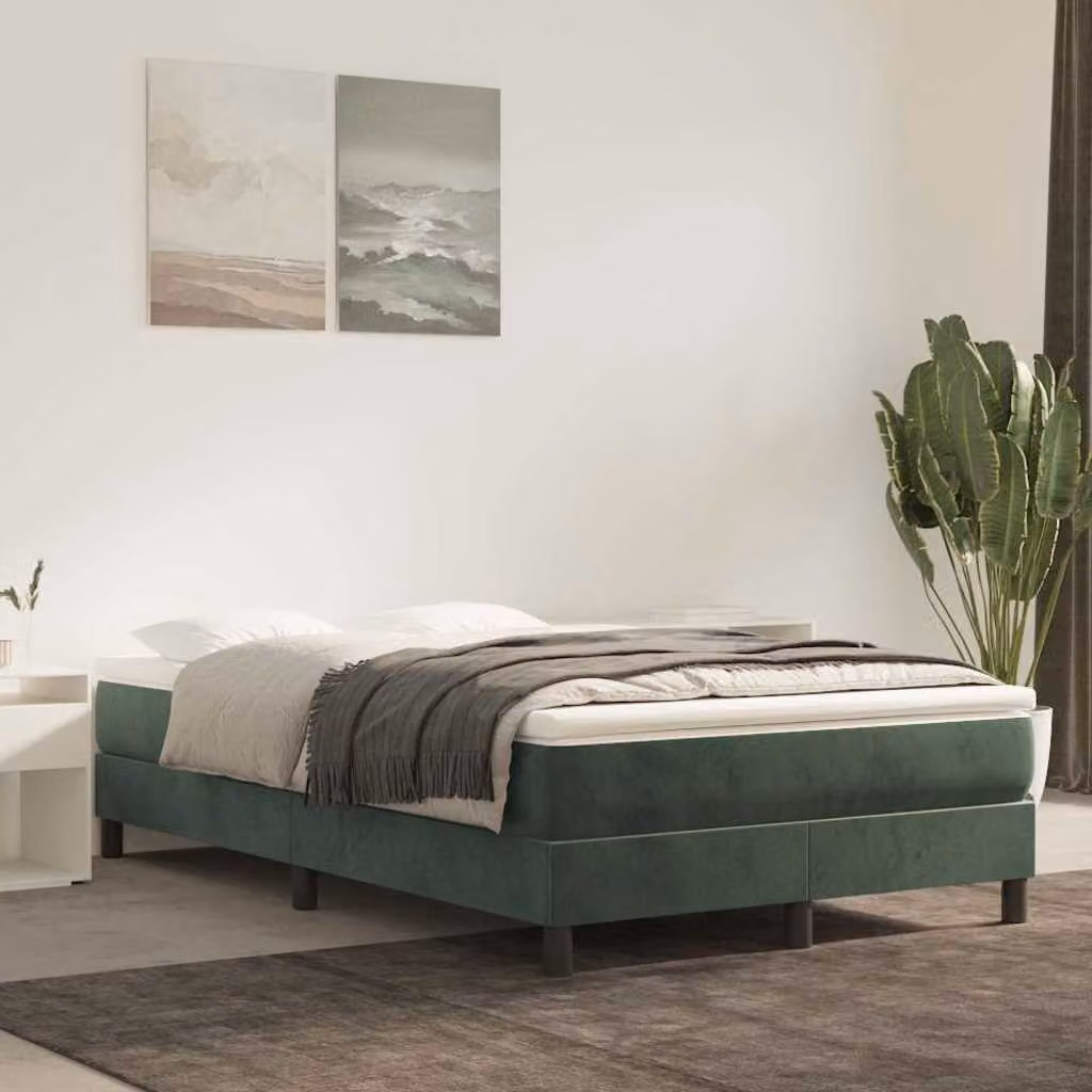 vidaXL Materasso a Molle Insacchettate in Velluto Verde Scuro L: 200 cm, P: 120 cm, H: 20 cm